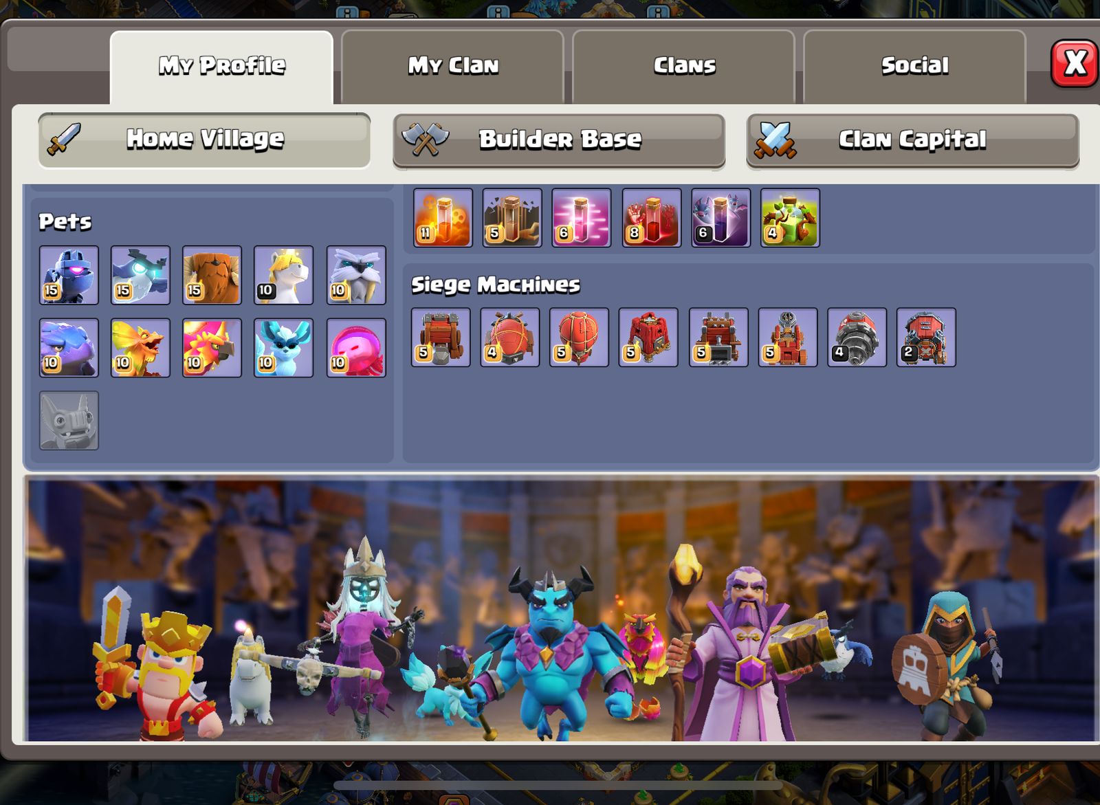 98% Max Base | 4 Maxed Heroes | Maxed Legendary & Other Equipment | 4000+ War Stars | 21K+ Legend Cups | XP 260+ - Thumbnail 6