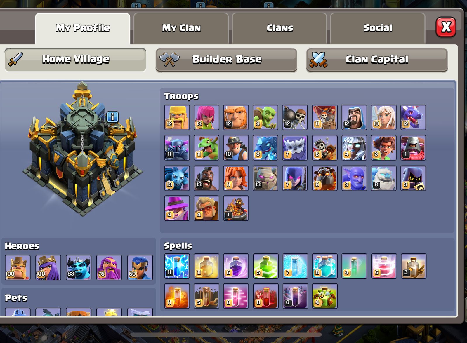98% Max Base | 4 Maxed Heroes | Maxed Legendary & Other Equipment | 4000+ War Stars | 21K+ Legend Cups | XP 260+ - Thumbnail 4
